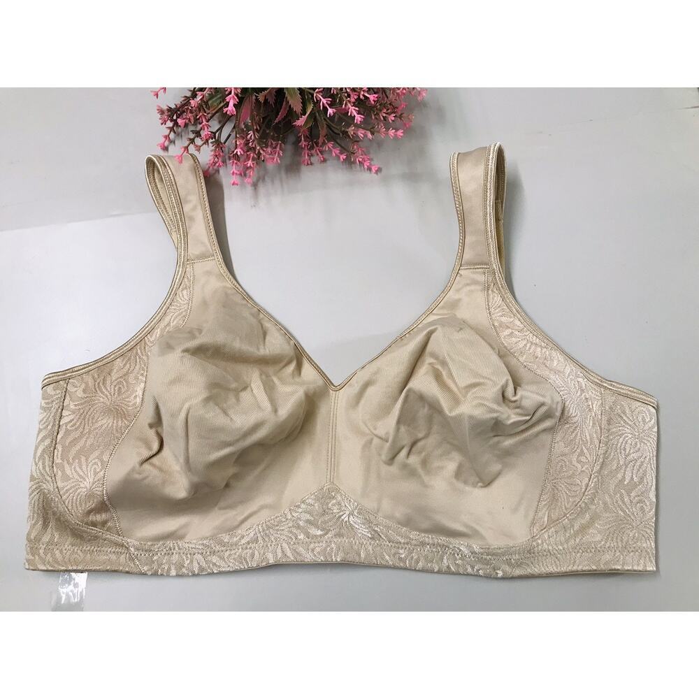42D Playtex Bra Natural Beige/Nude Wirefree 4049 Full Coverage Soft Cup Vtg 2000